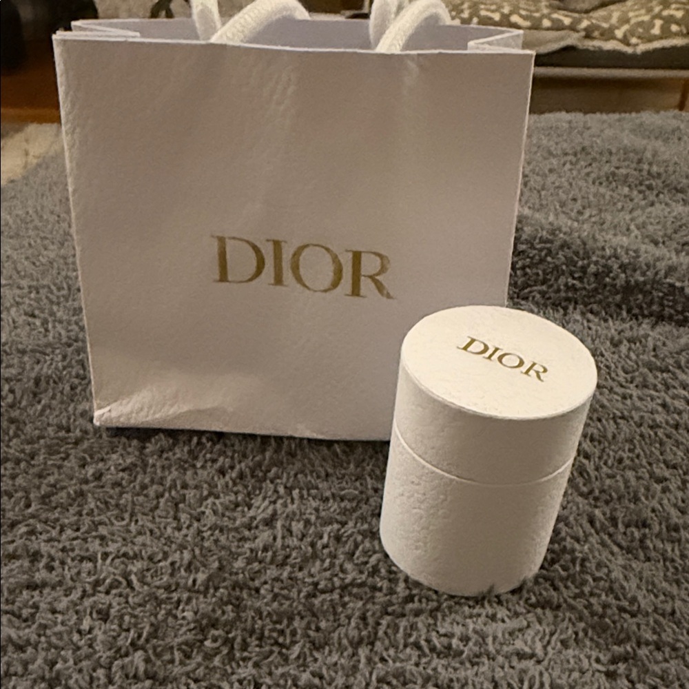Dior White and Gold Luxury bag and twilly box Set